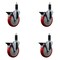 Service Caster 5'' Red Poly Swivel 1-1/8'' Expanding Stem Caster Set with Brake, 4PK SCC-EX20S514-PPUB-RED-PLB-118-4 - alternate 1